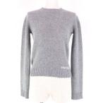 ショッピングプラダ 美品☆PRADA プラダ 2021年製 P24M2H バージンウール カシミヤ混 ロゴデザイン 長袖 ニット トップス グレー 38 正規品 レディース