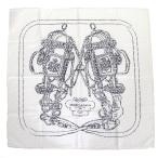 未使用品△HERMES エルメス 983529S BRIDES de GALA 式典用馬勒 シルク100％ BLANC/NOIR カレ70 スカーフ 箱付き フランス製 レディース