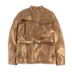 【ドンドン見直し】美品○BELSTAFF ベルスタッフ レザー ベルト付 スタンドカラー ダブルジップ ライダースジャケット L 英国製 メンズ