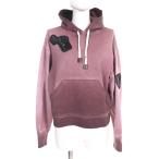 ショッピングused 美品★LOUIS VUITTON ルイヴィトン FHKL13 USED加工 モノグラムパーツ LVワッペン付 プルオーバーパーカー ボルドー系 XS