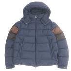 美品□MONCLER モンクレール 24-25AW ENZIAN GIUBOTTO ロゴワッペン フーデッド ダウンジャケット ネイビー ブラウン 2 正規品　メンズ