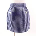 極美品★Miu Miu ミュウ ミュウ 2020年製 MG1569 チェック柄 台形 ツイード ミニスカート ネイビー グレー 36 イタリア製 正規品