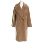 美品△Max Mara マックスマーラ ウール100% 銀タグ 襟ヌートリアファー ダブルブレスト ロングコート ブラウン 36 イタリア製 レディース
