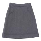極美品▲CHANEL シャネル P41836 ウール アンゴラ混 ココボタン付き ひざ丈 台形 スカート グレー 34 正規品 レディース