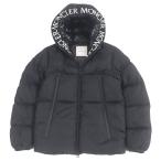 美品□MONCLER モンクレール 2021年製 MONTCLA モンクラ ロゴ刺繍 フーデッド WZIP ダウンジャケット ブラック 0 正規品 メンズオススメ