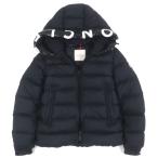 ショッピングmoncler 美品▼MONCLER モンクレール 2021年製 SALZMAN サルツマン フード・ロゴワッペン付き WZIPUP ダウンジャケット ブラック 1 正規品 メンズ
