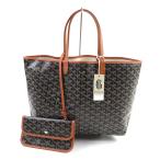 ショッピングゴヤール 未使用品★GOYARD ゴヤール サンルイPM ゴヤールディンキャンバス レザー使い ポーチ付 ロゴ入り トートバッグ ブラウン 保存袋付き 仏製