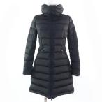 ショッピングmoncler 美品☆MONCLER モンクレール FLAMMETTE フラメッテ ロゴワッペン・フード付 ZIP UP ダウンコート ブラック 0 正規品　 レディース