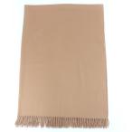 良品☆HERMES エルメス カシミヤ100％ ロゴ刺繍入り フリンジ付 超大判ストール マフラー ショール ブラウン レディース