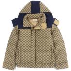 極美品▼GUCCI グッチ 715535 GGキャンバス WZIPUP フーデッド ダウンジャケット ベージュ 44 ハンガー・ガーメント付き 正規品 メンズ