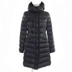 ショッピングmoncler 良品☆MONCLER モンクレール HERMINE エルミンヌ ロゴワッペン フード付 ダウンコート ブラック 0 正規品 レディース