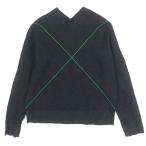 美品▼BOTTEGAVENETA ボッテガヴェネタ 2021年製 702070 クロスステッチ Vネック ニット セーター ブラック グリーン S 正規品 メンズ
