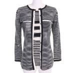  превосходный товар ^Missoni Missoni шерсть 100% мульти- окантовка вязаный кардиган короткий рукав tops ансамбль чёрный белый 42/40 сделано в Италии стандартный товар 