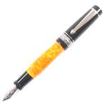 極美品▼DELTA デルタ DOLCEVITA ドルチェビータ 14K 925 EFニブ 13080 万年筆 オレンジ ブラック シルバー イタリア製 重量20.6g メンズ