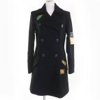 ショッピングコーチ 極美品☆COACH コーチ 23152 ウール ワッペン付 ダブルブレスト コート ブラック 2 約S〜Mサイズ相当 正規品 レディース