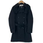 ショッピングBURBERRY 美品▲BURBERRY BLACK LABEL バーバリーブラックレーベル コットン100％ 裏地チェック ロゴボタン トレンチコート 黒 M 日本製 正規品