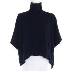 美品△LOUIS VUITTON ルイヴィトン カシミヤ99% モノグラムフラワータグ バックボタン ハイネック ニット セーター ネイビー S 正規品