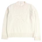 ショッピングPRADA 美品□PRADA プラダ 24AW UMB645 バージンウール カシミヤ ロゴエンボス ロングスリーブニット セーター ホワイト 46 イタリア製 正規品