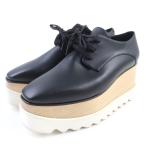ショッピングウエッジソール 美品☆Stella McCartney ステラマッカートニー 363997 ELYSE エリス プラットフォーム ウエッジソール レザーシューズ ブラック 38