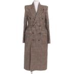 未使用品○BALENCIAGA バレンシアガ 2021年製 479864 ロゴボタン 裏地ロゴ総柄 ダブルチェスターコート チェック柄 34 正規品 レディース