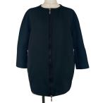 美品▲MONCLER モンクレール LIGNEVILLE ノーカラー 7分袖 ダウンコート ダウンジャケット ブラック 2 レディース