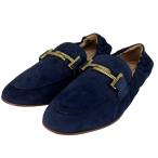 ショッピングスウェード 未使用品▲TOD’S トッズ ダブルT スウェードレザー ローファー スリッポン ネイビー ゴールド金具 36 箱・保存袋付き 伊製 レディース