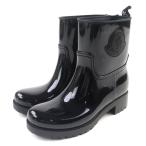ショッピングmoncler 未使用品★MONCLER モンクレール GINETTE ジネット ラバーロゴワッペン付 レインブーツ ショートブーツ ブラック 36 保存袋付 伊製