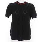 美品☆PRADA プラダ P24V63 ウール カシミヤ ショートスリーブ 半袖ニットトップス ブラック 40 イタリア製 正規品 レディース