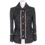 ショッピングGABBANA 未使用品△DOLCE&GABBANA ドルチェ＆ガッバーナ F28PGT 黒タグ 裏地フローラルプリント ロゴボタン ツイード ジャケット 36 正規品 伊製