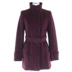 ショッピングBURBERRY 美品△BURBERRY LONDON バーバリーロンドン アンゴラ ウール 裏地チェック柄 ロゴボタン ベルト付き スタンドカラーコート 38 正規品