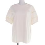 未使用品☆MONCLER モンクレール 2024年製 コットン100％ シルク使い ロゴワッペン付 半袖Ｔシャツ アイボリー M 箱付 正規品 レディース