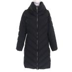 美品△Salvatore Ferragamo サルヴァトーレフェラガモ スタンドカラー ジップアップ ダウンコート ブラック 44 伊製 正規品 レディース