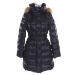 美品△BURBERRY BLUE LABEL バーバリーブルーレーベル 裏地チェック柄 ファー・フード付き ダウンコート ブラック 38 正規品 レディース