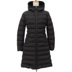 ショッピングmoncler 極美品▲MONCLER モンクレール TALEVE ラムレザー切替 フード・ロゴワッペン付 ZIP UP ダウンコート ブラック 1 レディース