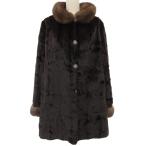 未使用品▲SOBOL ソボル セーブル SABLE ウィーゼル シルク100％ リバーシブル 本毛皮コート ブラック F レディース 定価1280000円