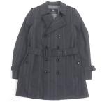 極美品□BURBERRY LONDON バーバリーロンドン チェック柄 ダブルブレスト トレンチコート スプリングコート チャコール LL 日本製 正規品