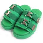 未使用品□BOTTEGAVENETA ボッテガヴェネタ 690034 Flash 一部レザー ダブルベルト スライドサンダル シャワーサンダル グリーン 41 伊製