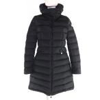 良品☆MONCLER モンクレール FLAMMETTE フラメッテ ロゴワッペン・フード付 ZIP UP ダウンコート ブラック 2 正規品 レディース