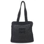 ショッピングMIUMIU 極美品△MIUMIU ミュウミュウ 5BG230 ラフィア ロゴ クロシェ トートバッグ かごバッグ ブラック 保存袋付き イタリア製 レディース