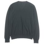 美品□PRADA プラダ 2022年製 UMB221 カシミヤ100％ Vネック 薄手 長袖ニット セーター ダークグリーン 54 イタリア製 正規品 メンズ