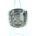 ショッピングギャルソン 極美品△COMME des GARCONS コムデギャルソン チャンピオンリング LIVE FREE ラインストーン 指輪 シルバー 日本サイズ約11号相当