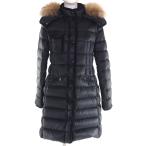 ショッピングmoncler 美品◇MONCLER モンクレール B20934990015 HERMIFUR エルミファー ロゴワッペン・フード付き ダブルジップ ダウンコート 黒 1 レディース