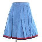 美品◇MONCLER モンクレール D10932561500 GONNA コットン100％ サイドジップ 裾ライン プリーツスカート インディゴブルー 38 正規品