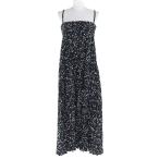 極美品△HYKE ハイク 23SS 231-16172 PEBBLE PRINTED MAXI DRESS 総柄 プリーツ マキシ丈 キャミワンピース ブラック ホワイト 1 正規品