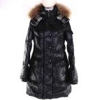 極美品◇BURBERRY BLUE LABEL バーバリーブルーレーベル FRF01-532-09 ロゴ刺繍・ボタン ダウンコート ブラック 38 正規品 レディース