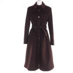 ショッピングボタン 極美品☆Max Mara マックスマーラ ウール100％  ロゴボタン ベルテッド ロング丈 コート ブラウン 42 正規品 レディース