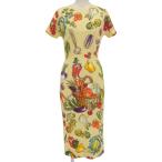 未使用品▲DOLCE&GABBANA ドルチェ＆ガッバーナ F6Q5ZT シルク ベジタブル総柄 シャルムーズドレス ワンピース 36 イタリア製 正規品