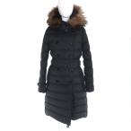 ショッピングBURBERRY 美品△BURBERRY バーバリー 8021881 裏地ノバチェック柄 ファー・フード付き ダブルブレスト ロング ダウンコート ブラック M 正規品