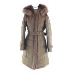 ショッピングバーバリー 美品★BURBERRY バーバリー FS035-931-55 フォックスファー・フード・ベルト付 裏地ノバチェック柄 ダウンコート ブラウン 38 正規品