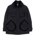 美品▲BURBERRY BLACK LABEL バーバリーブラックレーベル カモフラ 裏チェック 襟ラビットファー ジャケット ブラック L 正規品 メンズ